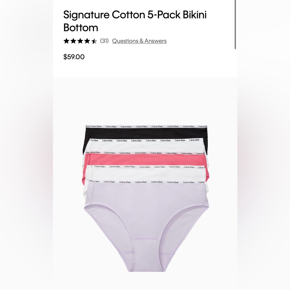 Calvin Klein (Pink/Purple/White) Medium Panty Pack